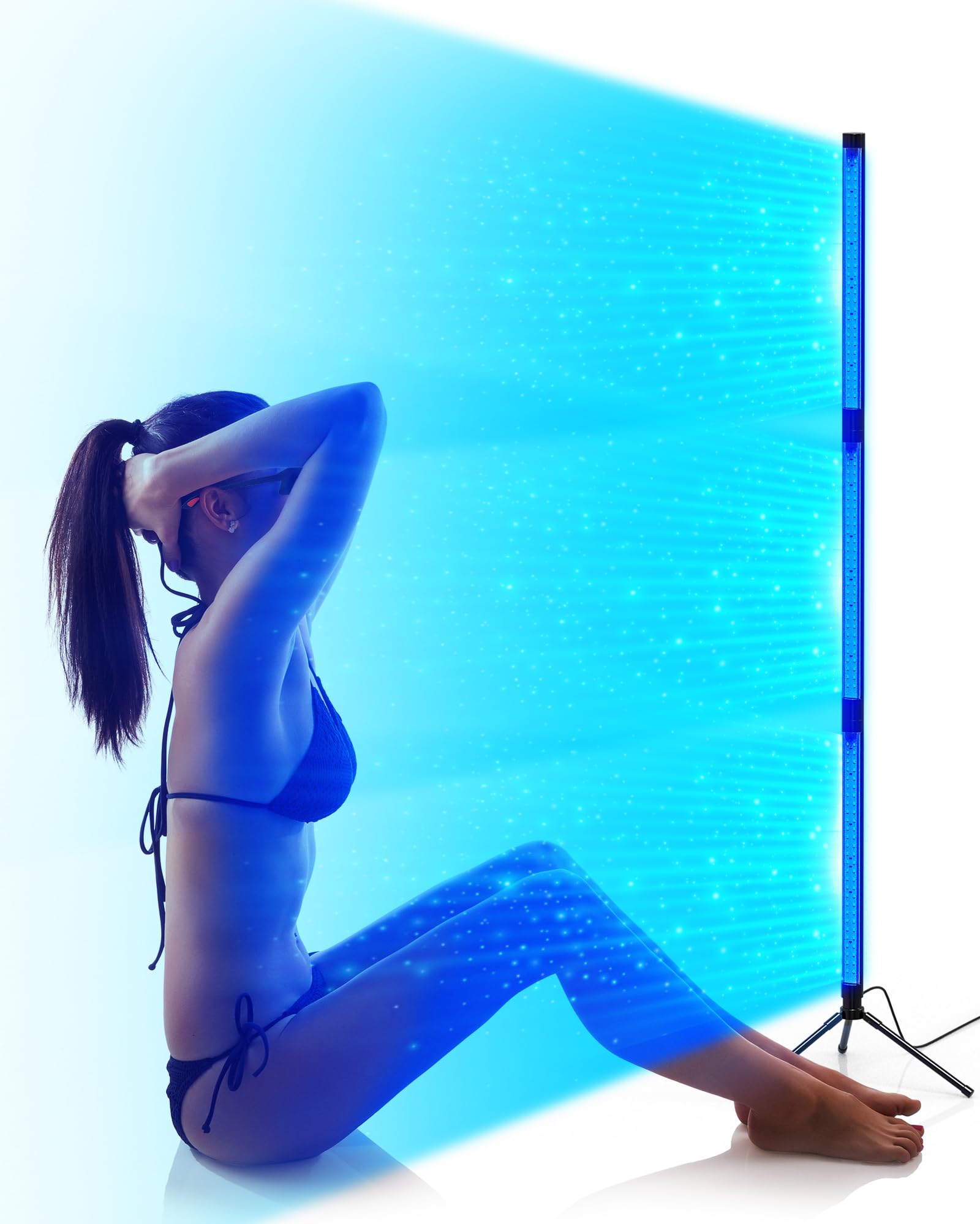 Solarium pour la maison, 460 nm et 490 nm lampe de bronzage pour la maison, 5 modes de luminosité, bronzage complet sur tout le visage et le corps, solarium pour un bronzage uniforme