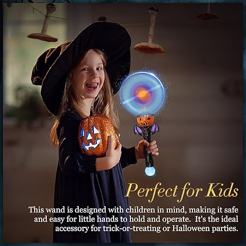 Miniatura 2 de Halloween Jack-O-Lantern - Varita mágica con luz LED con efecto de sonido, molino de viento musical de Halloween (sin baterías)