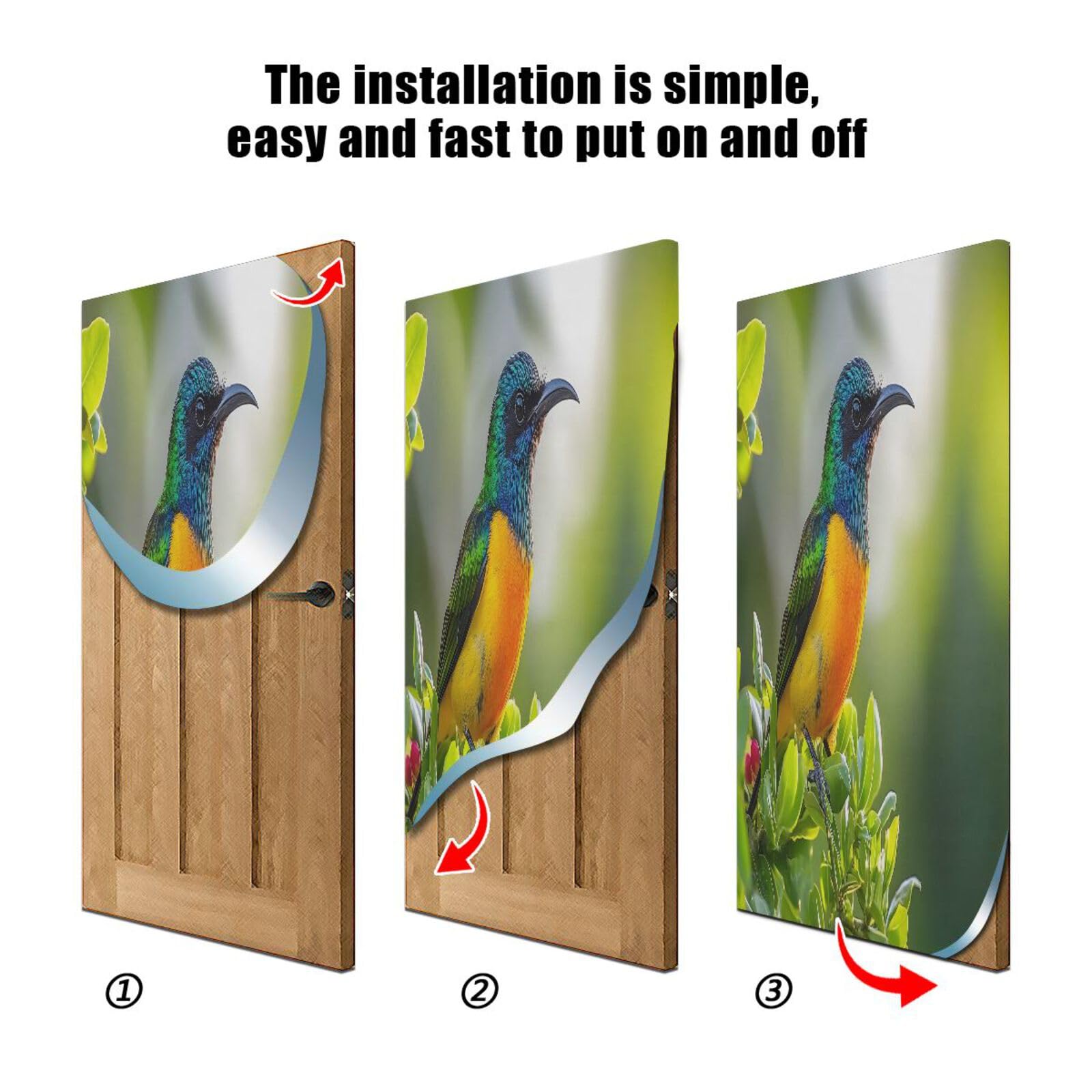 FLildon Beautiful Hummingbird Door Cover Decoration, Party Accessory Porch Decor for Festive Ornament Room Door Covers 36 x 98 Inch