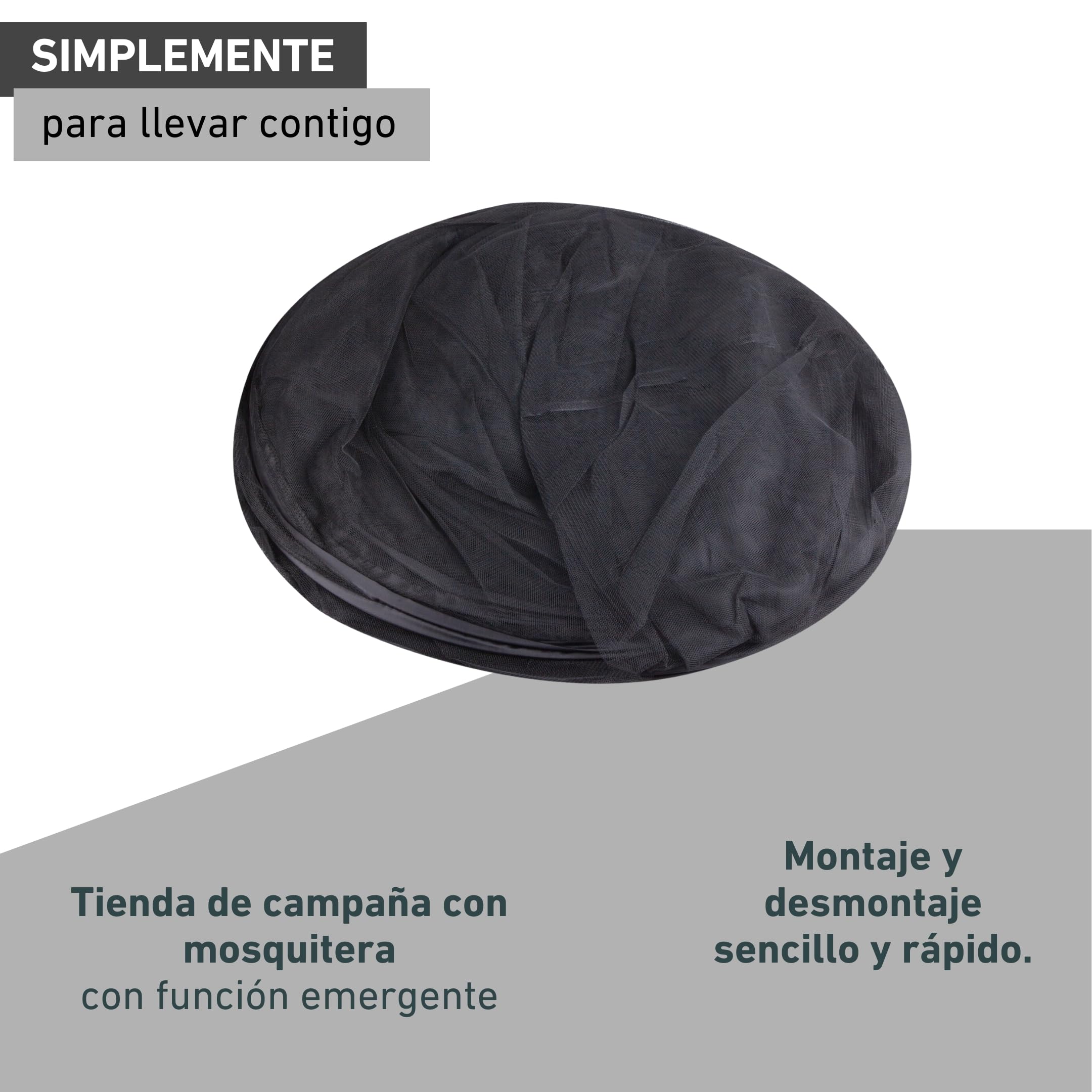 Windhager Pop-UP Mosquitera Grande para Cama Doble, Camping, protección contra Insectos, Mosquitos, Red para Cama, 180 x 200 cm, Antracita