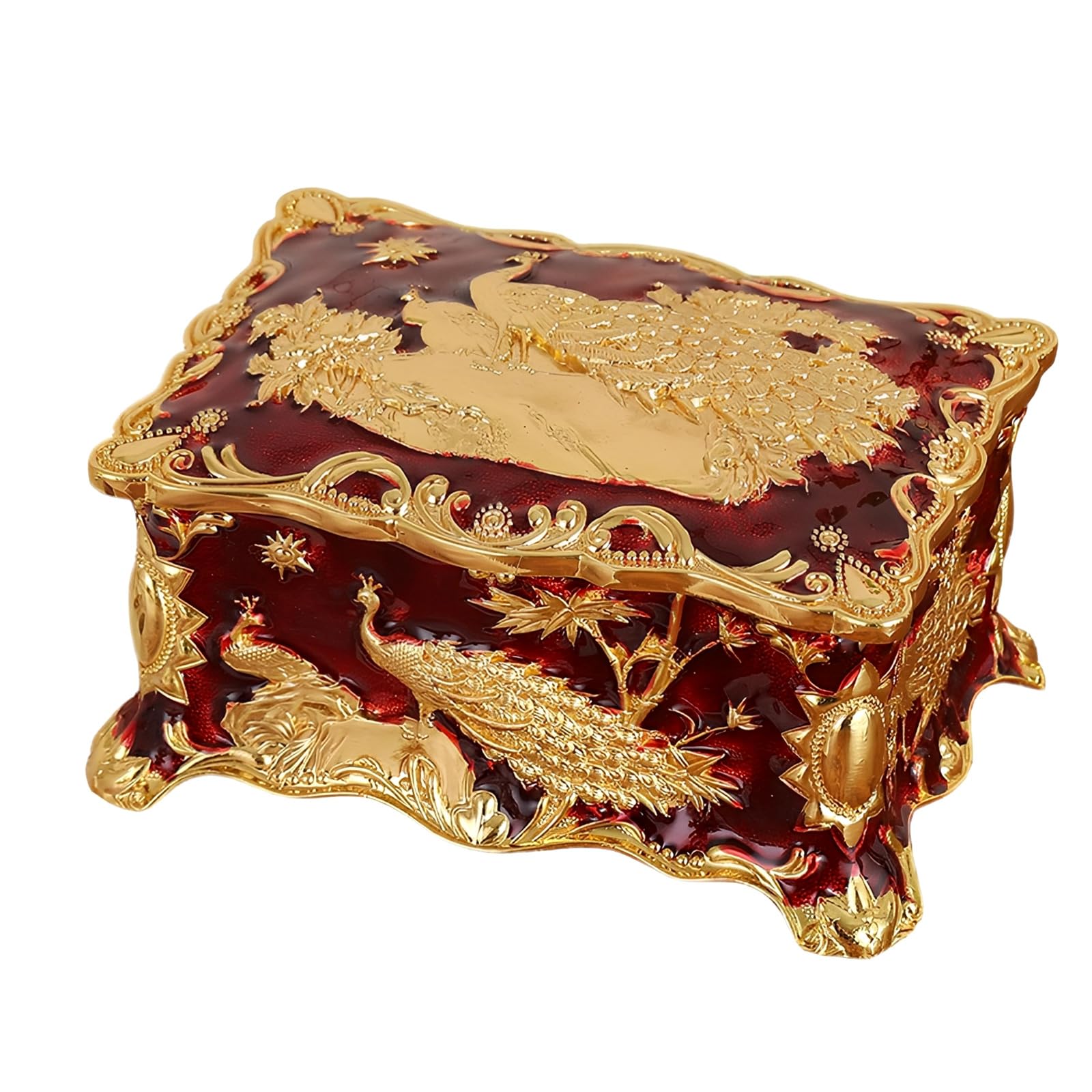 Kaeltsyn Unique Peacocks Shaped Jewelry Case with Colorful Kirsite Construction for Safeguarding Valuable Jewelry Against Damage Decorative