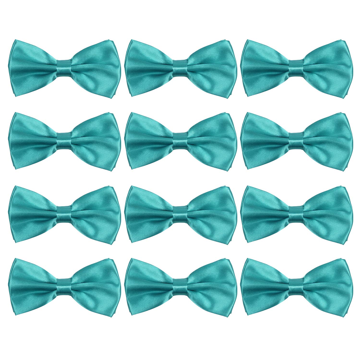 ICObuty Neck Bowtie Tuxedo for Men Adjustable Solid Satin Pre-tied 12 Pcs Wedding Party