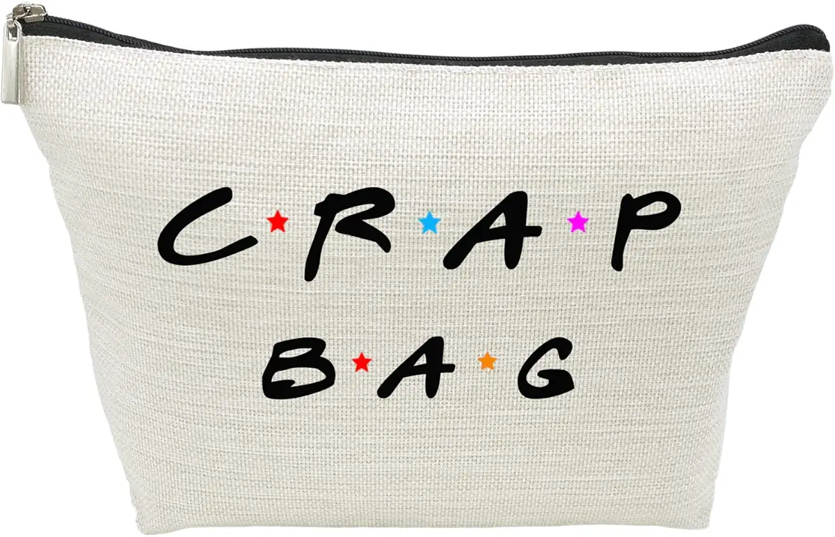 Choinn Natural Reusable Makeup Bag Gifts for Women Men, Funny Makeup Bag for Friends Fans, Personalized Gifts for Friends Theme Eco-Friendly Cosmetic Bags, Cute Birthday gifts for Friend Her