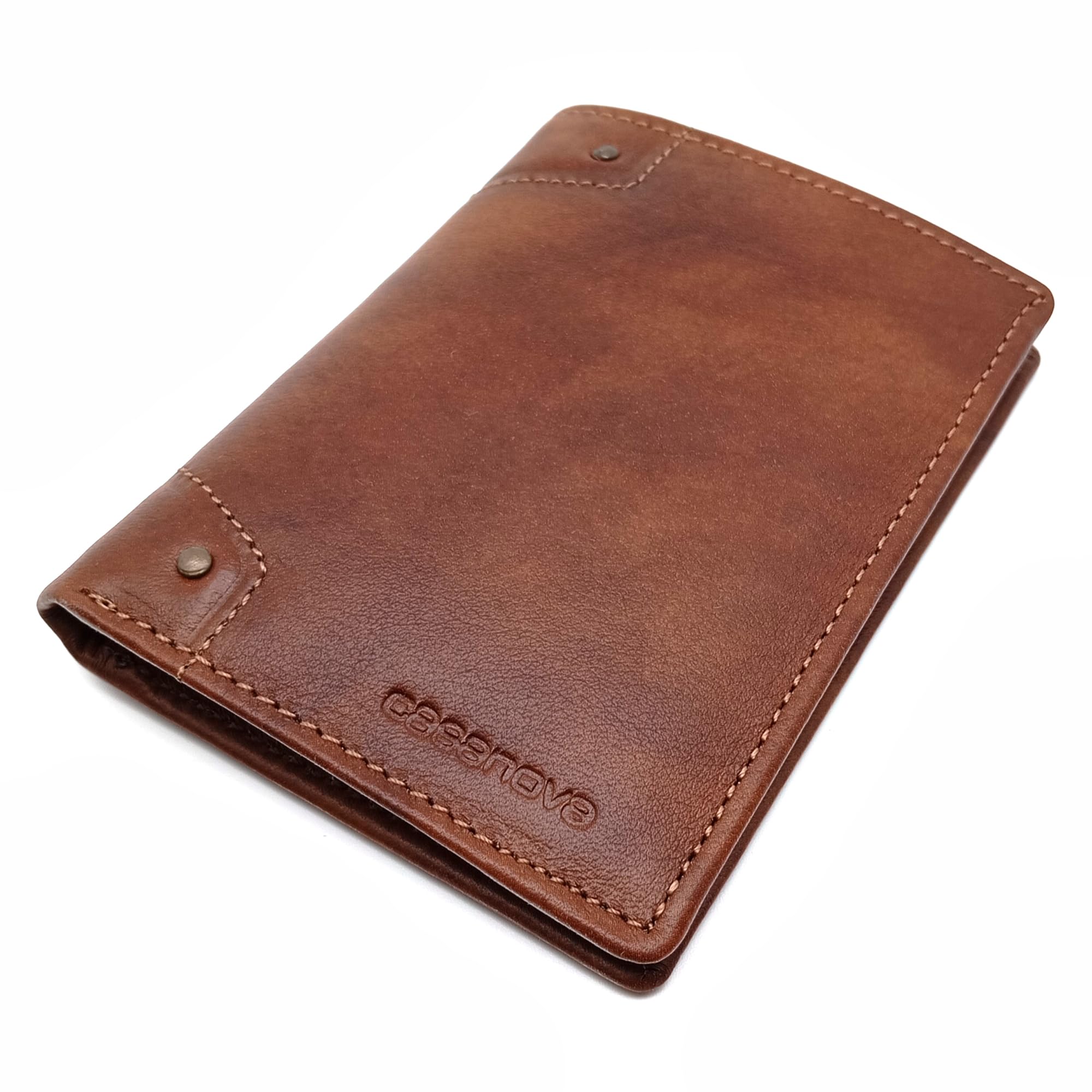 Cartera Hombre Tarjetero Piel SIN Monedero - Hecho a Mano - 18974 Marron