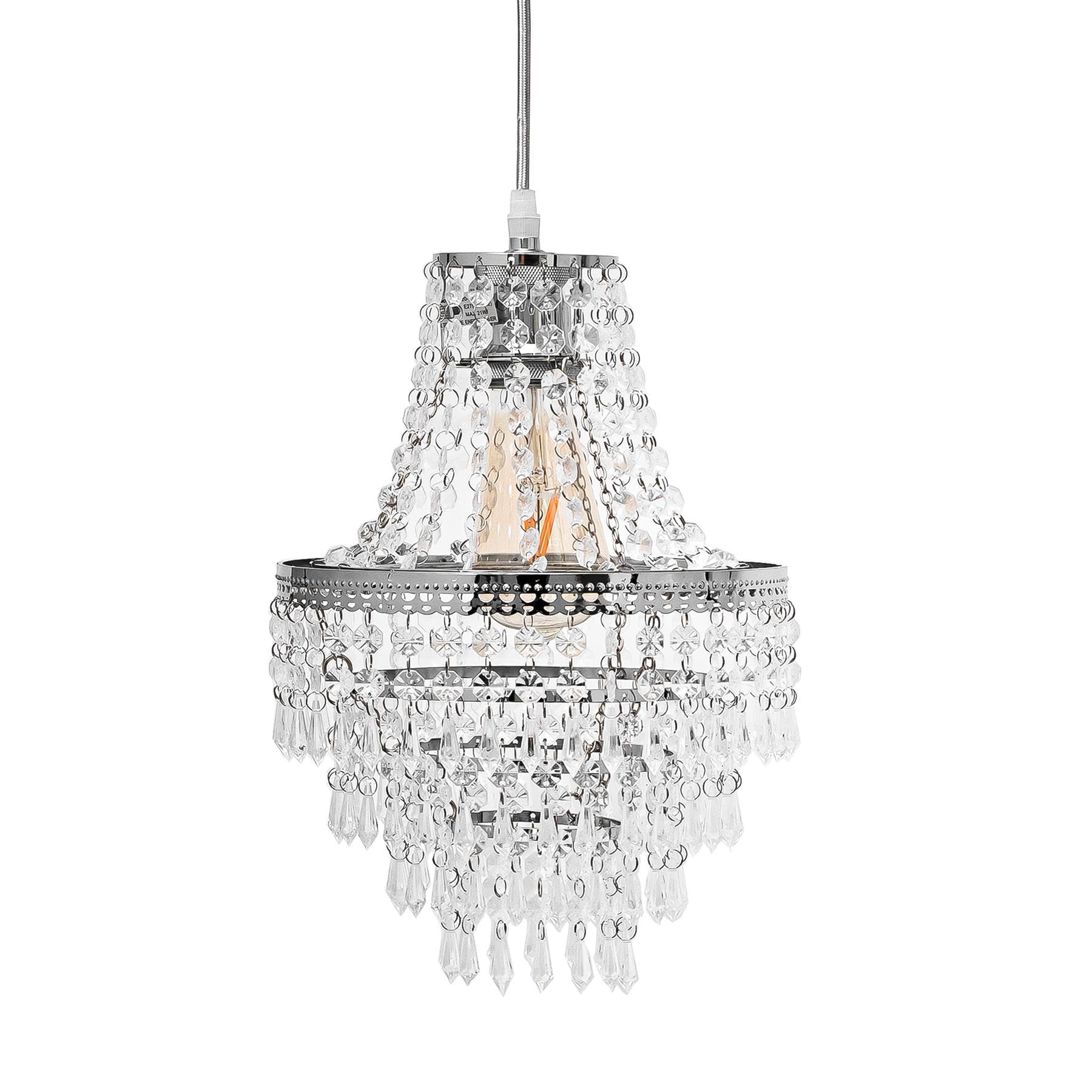 Acrylic Crystal Teardrop Pendant Light shade With Chrome Frame