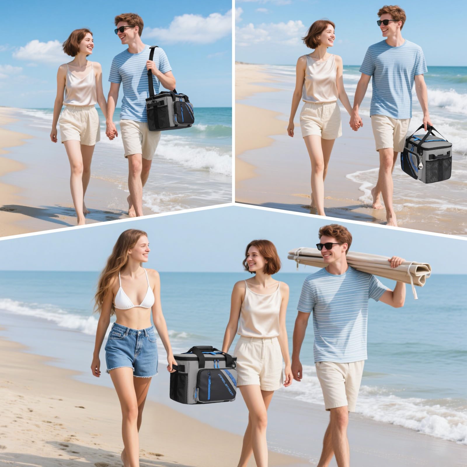 Maelstrom Bolsa enfriadora, enfriador de playa para 30 latas, enfriador suave aislado a prueba de fugas con abridor de botellas, hielera, enfriador plegable portátil para viajes, camping, compras