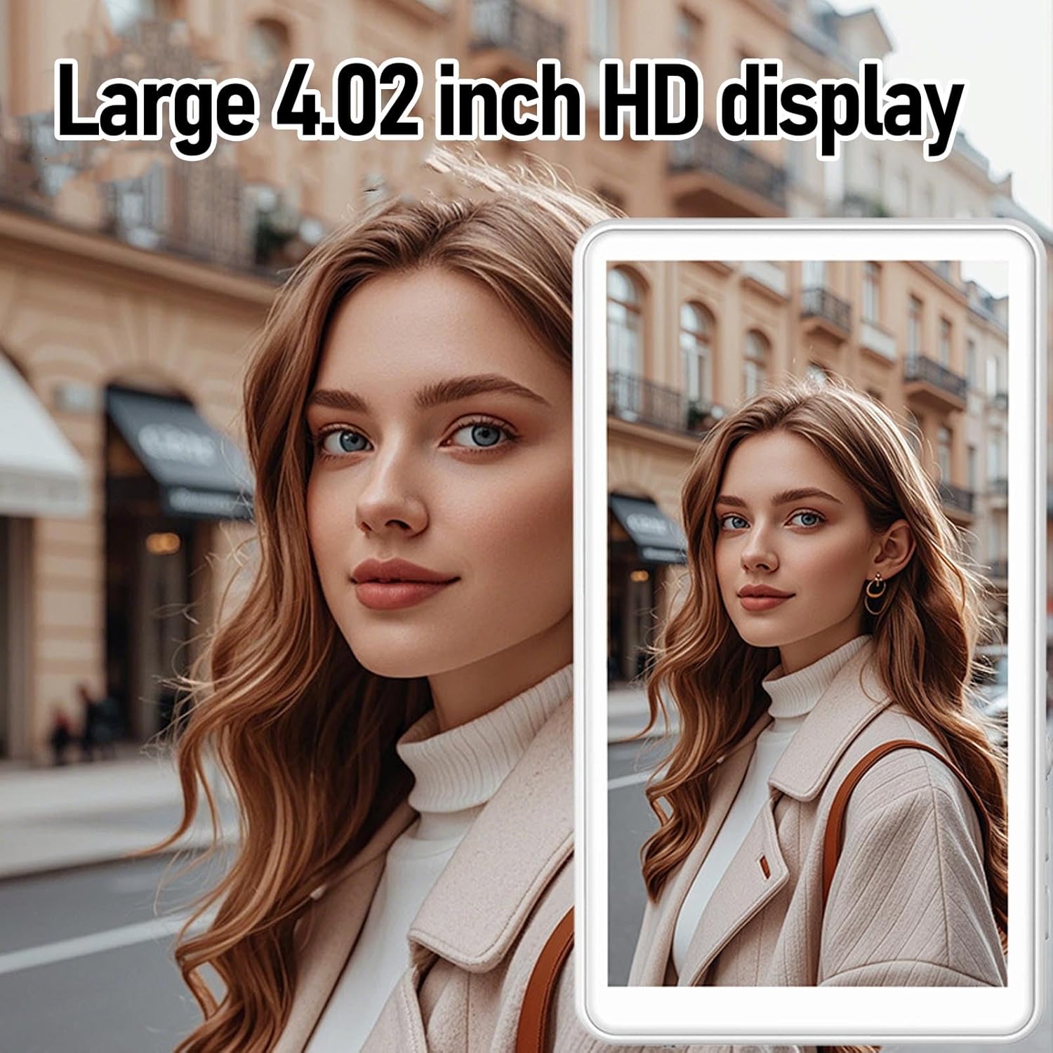 Magnetic Phone Selfie Screen, 4.02 Inch HD AI Recognition Vlog Selfie Screen, Wireless Rear Back Camera Adjustable Brightness for Android Phone Vlog Live Stream TikTok