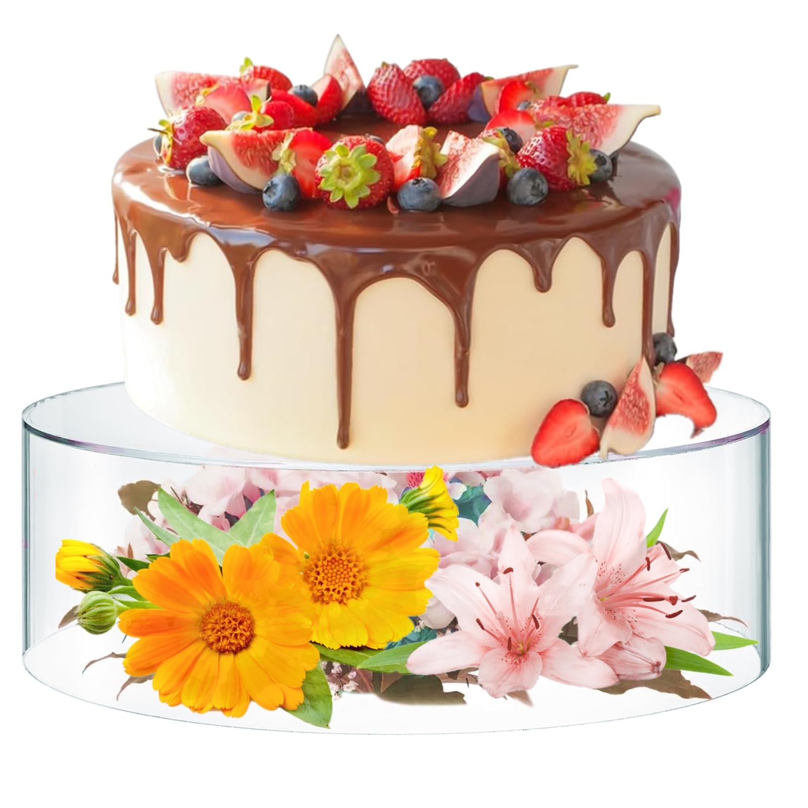 30,5 cm C acrílico Cake nd - Diseño redondo con base hueca - Perfecto para bodas, cumpleaños, fiestas de Navidad y exhibiciones de eventos - Soporte para postres Slish