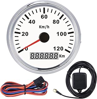 GPS Speedometer 85mm / 3.3in Universal GPS Speedometer Waterproof Anti-Fog Meter 0-120km/h for Car Truck Boat Motor(White) for marine speedometer