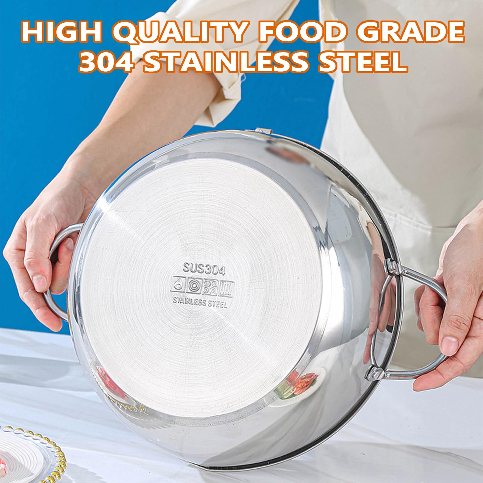 Olla freidora de acero inoxidable 304 de 9.75 pulgadas/3.4 L, olla de tempura estilo janpanese con cesta coladora y termómetro, olla con asa, recipiente de aceite para freír pescado, camarones y pollo