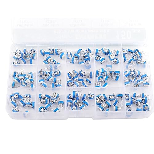 Miniatura 3 de Stemedu 150Pcs 15 Valores 100 ohmios -1M ohm Multiturn Trimmer Potenciómetro Variable Resistor Kit Surtido con Caja de Plástico