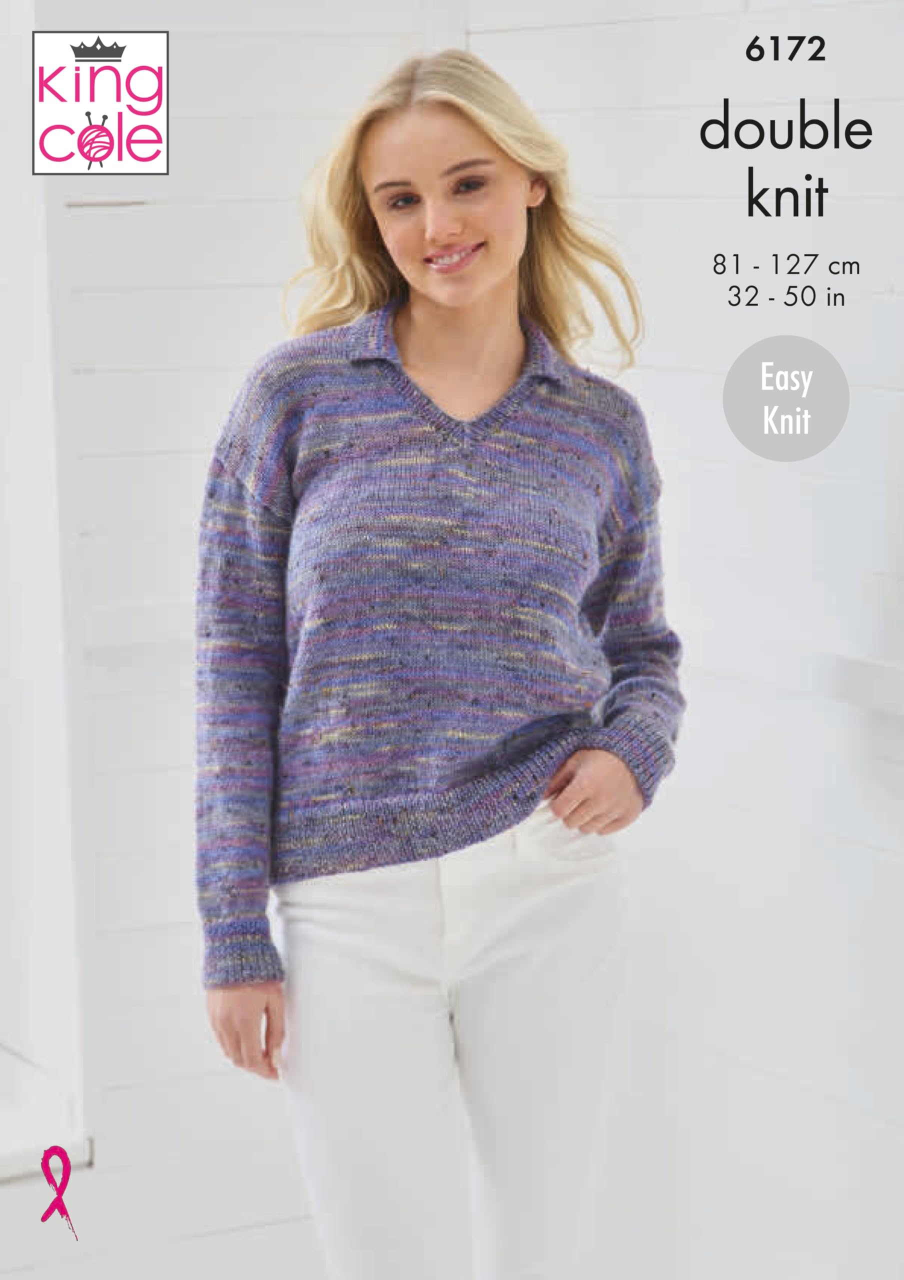 King Cole Women’s Knitting Pattern Easy Double Knit Sweater and Tank Top (6172), 32” – 50” (81cm – 127cm)