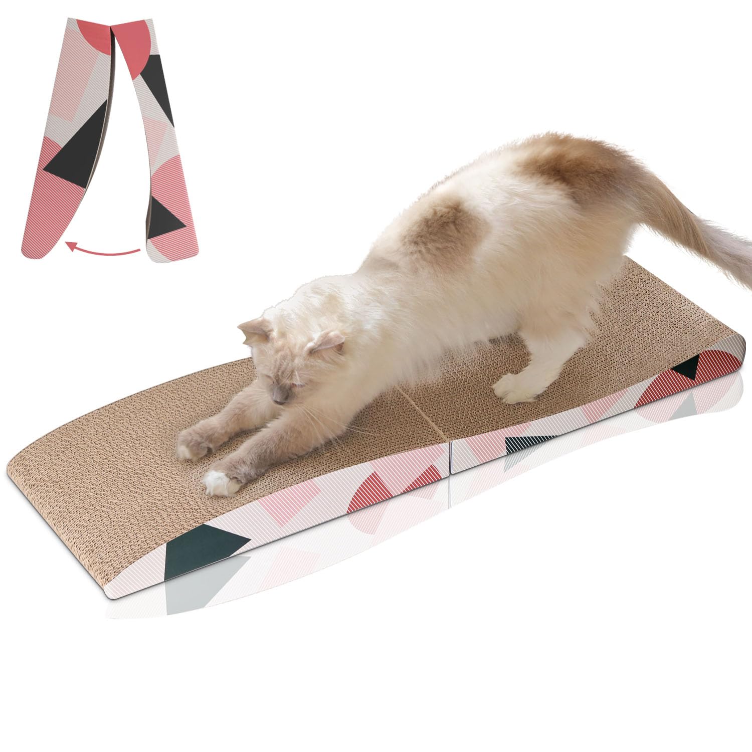 ComSaf Cat Scratcher Carboard Pad 32"x10", Large Cat Scratcher Bed for Indoor Cats, Durable Cat Scratching Board, Recycle Cat Scratch Pad for Adult, Big, Medium, Small Cats Lounger