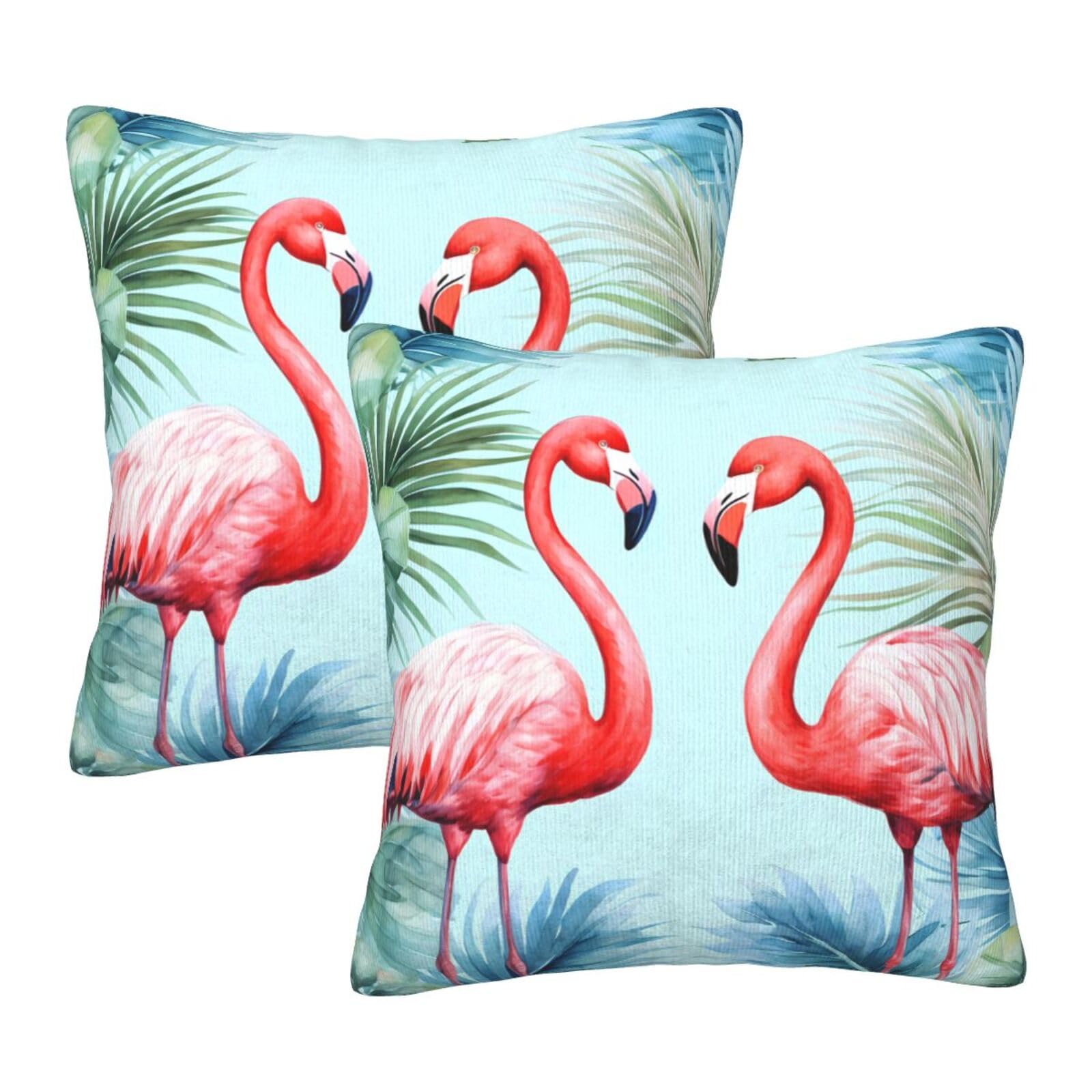 aipoase Flamingo Tropical Throw Pillow Covers 18 X 18 Inch Set of 2 Pillow Cases Decoration Cushion Cover for Sofa Bedroom Living Room Outdoor