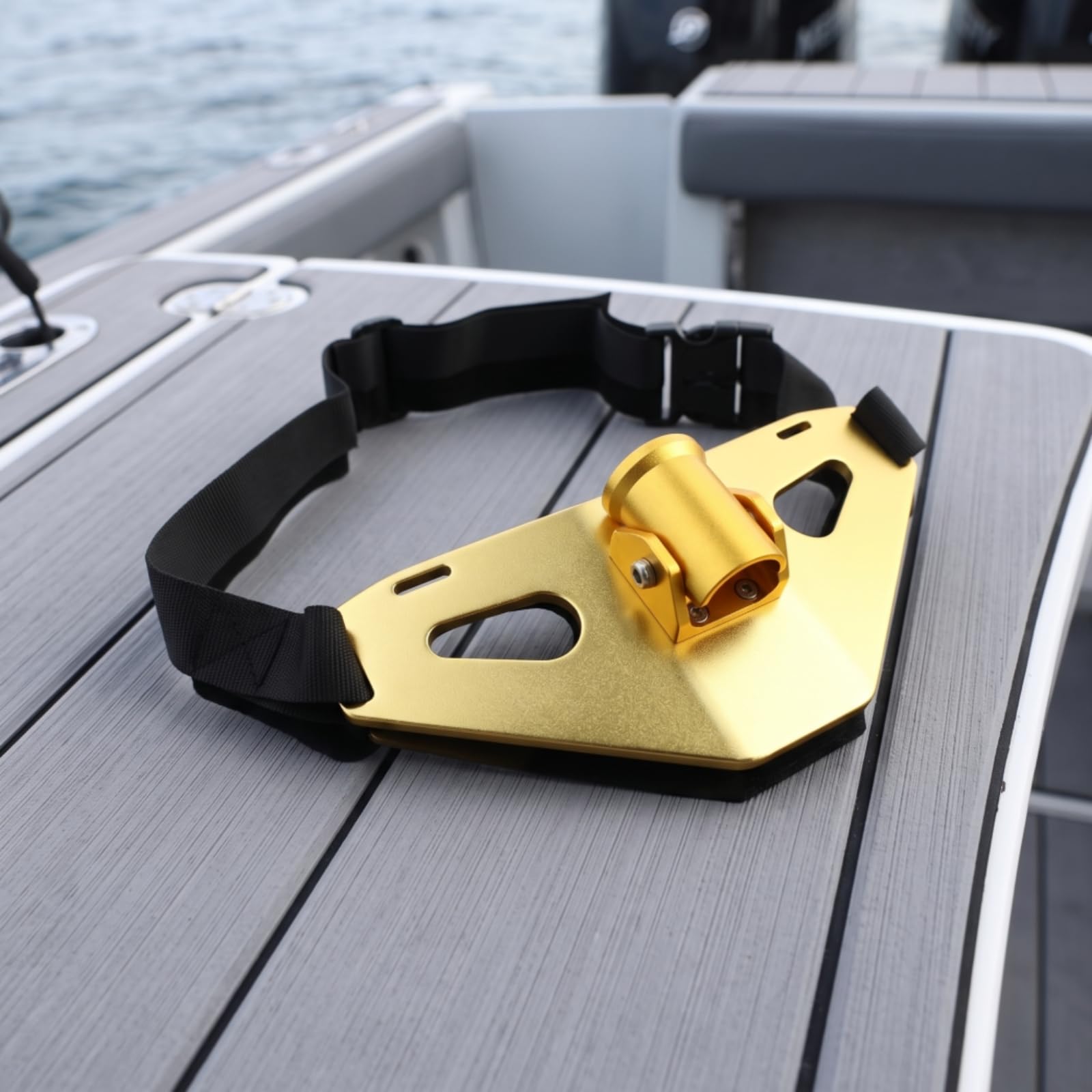 Baoblaze Supporto Vita Pesca Cintura Pesca Cintura con Portacanna Piastra Triangolare Satinata Fibbia Regolabile Alluminio E Nylon con Cuscinetto 9mm Mani