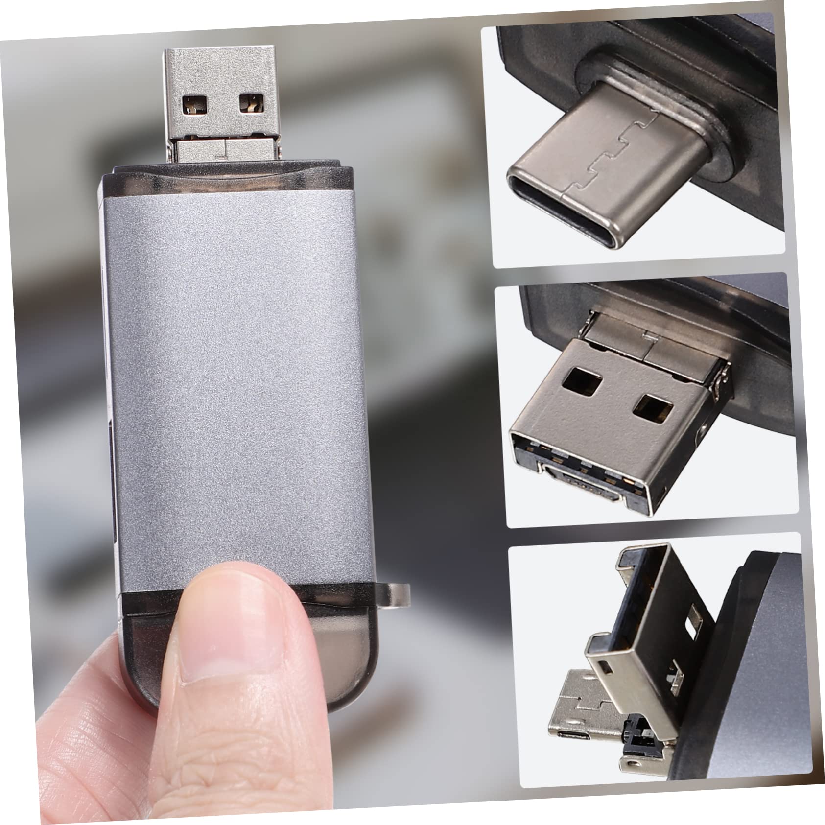 Housoutil 2piezas Lector De Tarjetas Portátil Micro Unidades Compatible Computadoras Teléfonos y Dispositivos c Rápida Diseño Compacto