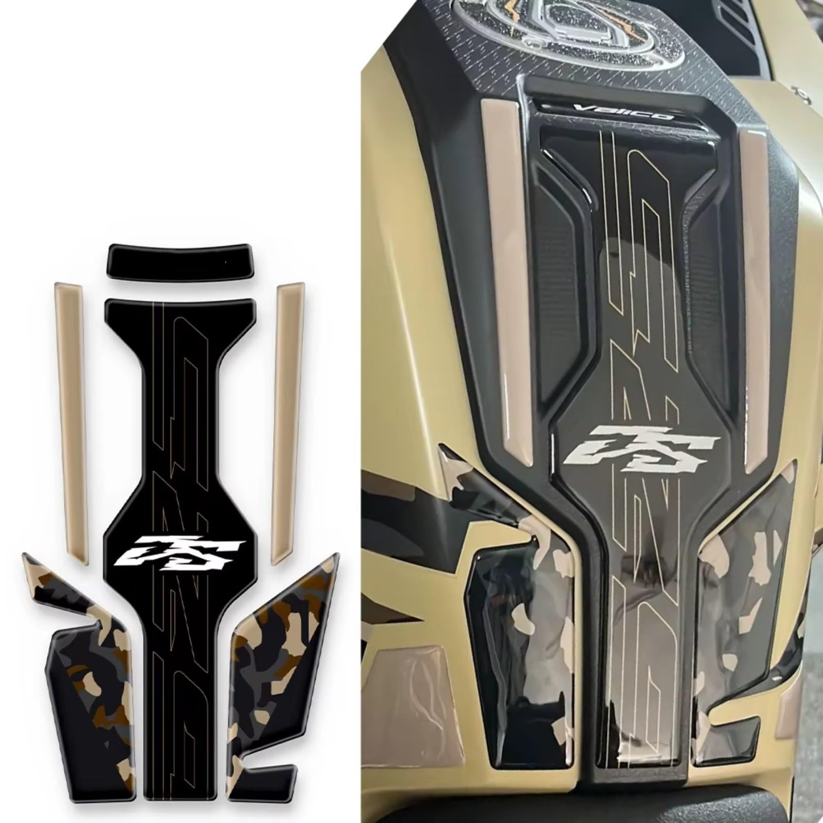 Compatibile Con Voge Per Valico Per DS625X Per DSX625 Per 625DSX Carbon Look 3D Gel Moto Gas Rilievo Carro Armato Protezione Adesivo Impermeabile Antiscivolo Serbatoio(Tank Pad Sand)