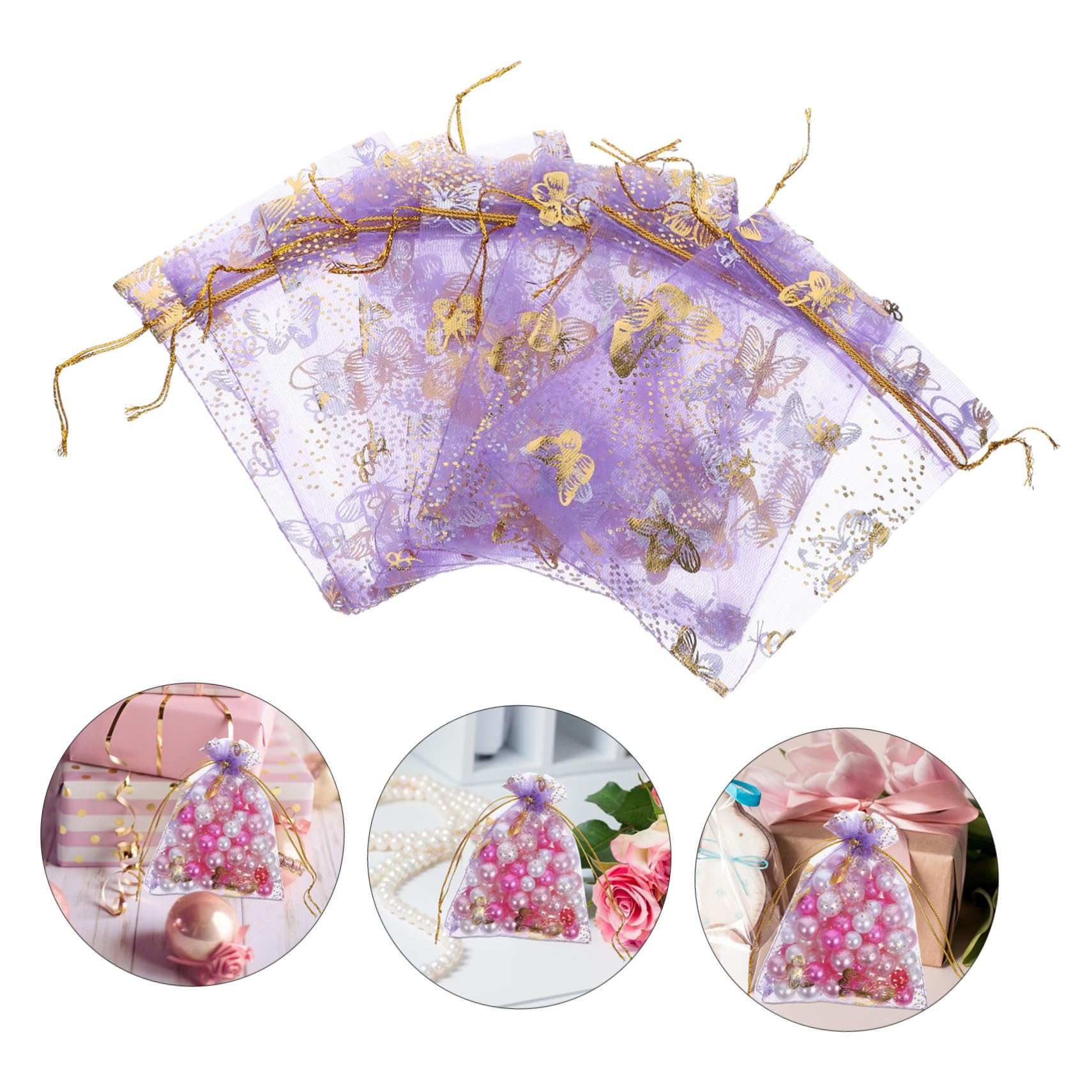 Ipetboom 4 Set Sacchetto In Organza Mini Sacchetti Con Coulisse Sacchetti Per Caramelle Sacchetto Per Dolciumi Mini 100 pezzi * 4