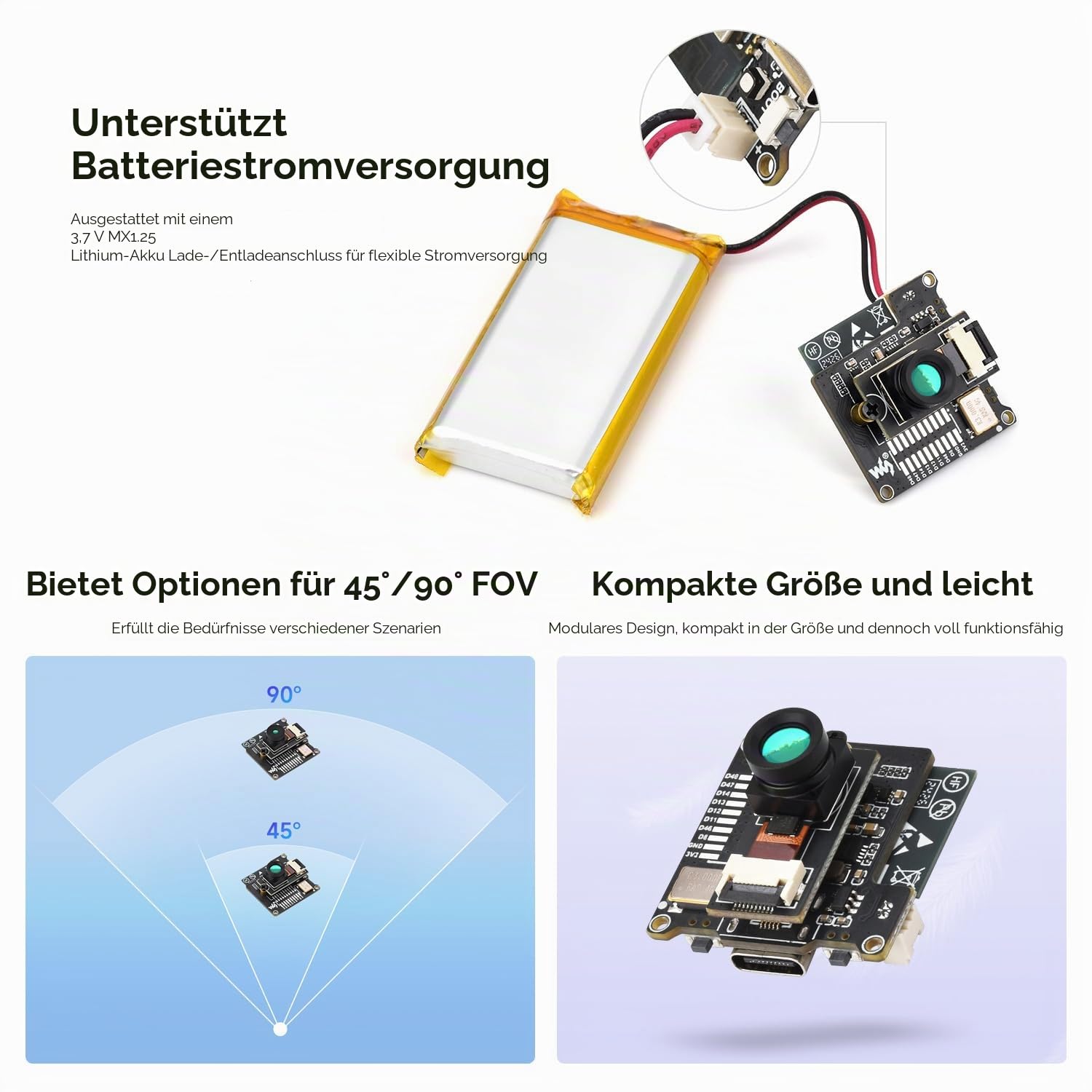 Waveshare ESP32-S3 Infrared Wireless IR Thermal Imaging Camera Module, Type-C Port, 80×62 Array Pixels Basic Version 45 ° Field of View Angle