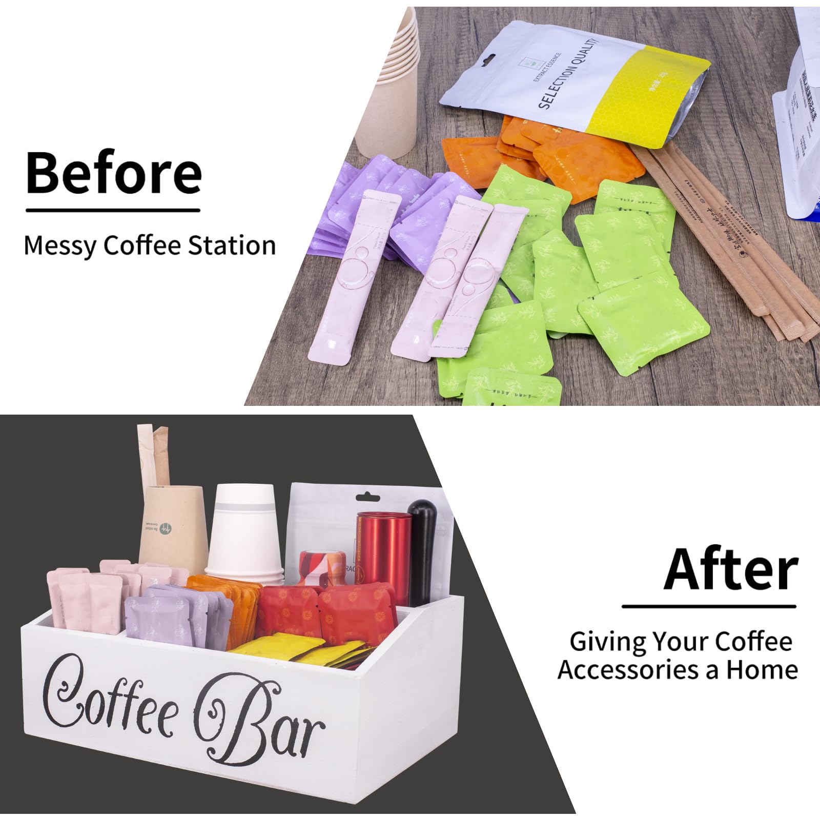 Guolich Coffee Cup and Condiment Station,Coffee and Tea Condiment Storage Organizer,Coffee Bar Accessories,Countertop Organizer,Tea and coffee pod organizer (WHITE) - Image 2