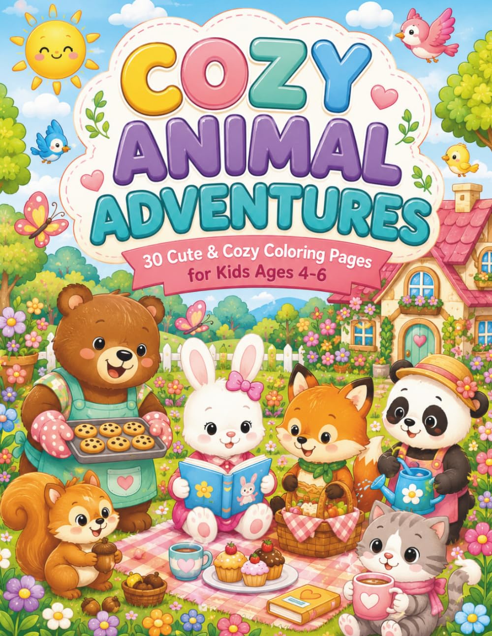 COZY ANIMAL ADVENTURES: 30 Cute And Cozy Coloring Pages