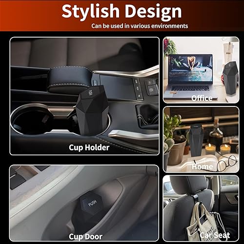 Miniatura 7 de Teen Dream Basurero para automóvil con tapa, a prueba de fugas, con ganchos para asiento de automóvil y bolsas de basura, organizadores multiusos