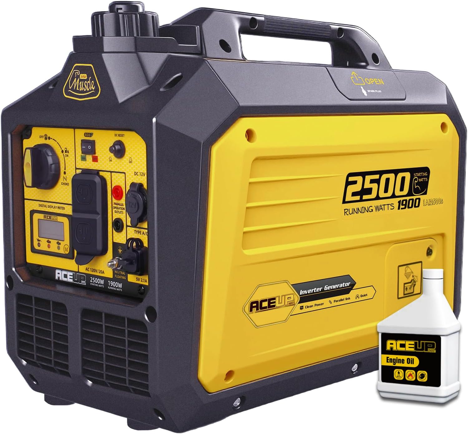 Aceup Energy 2500 Watt Gas Inverter Generator, Portable Generator Quiet for Home use, Camping, EPA Compliant