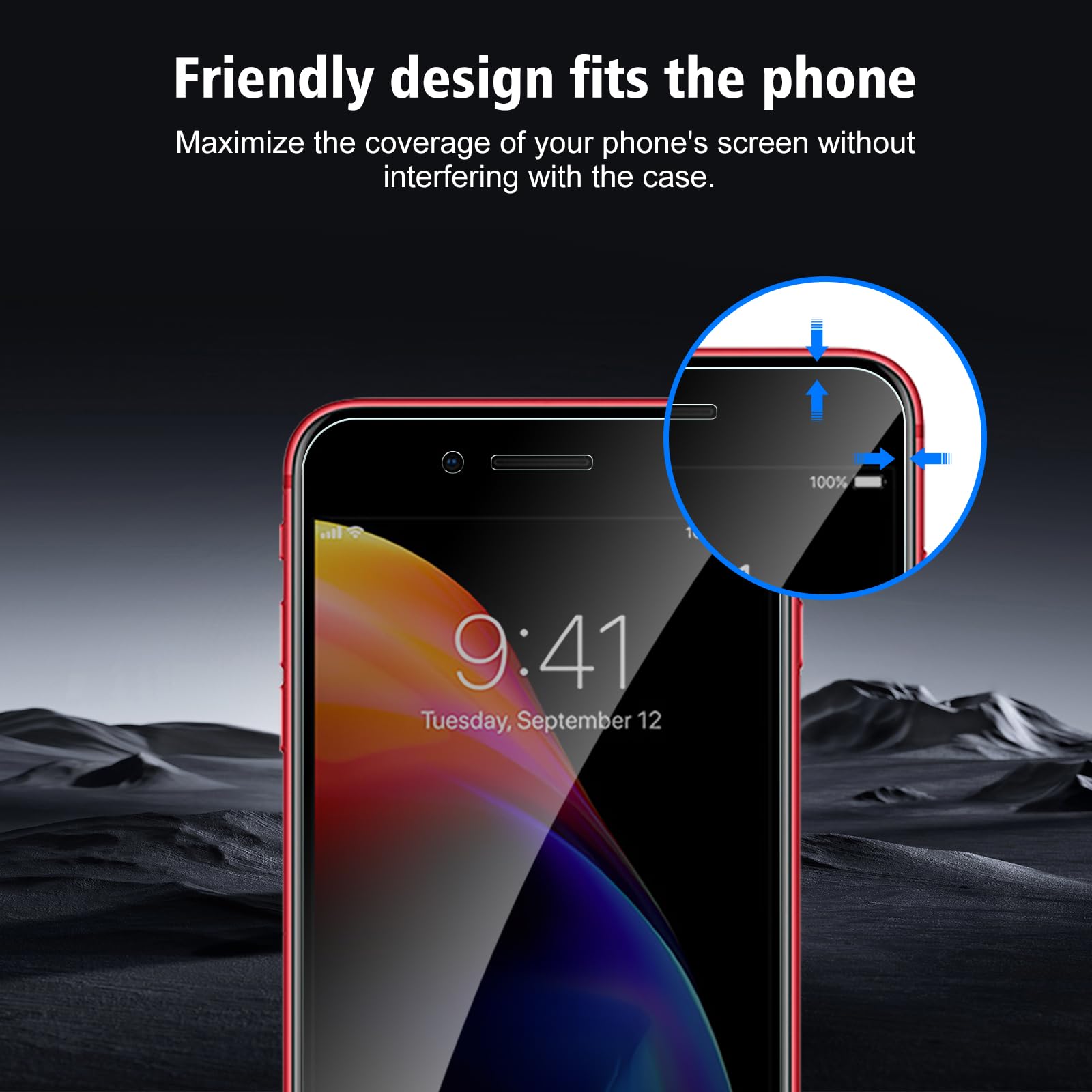 Paquete de 3 protectores de pantalla de privacidad para iPhone 8 Plus/iPhone 7 Plus, vidrio templado antiespía, dureza 9H, resistente a los arañazos