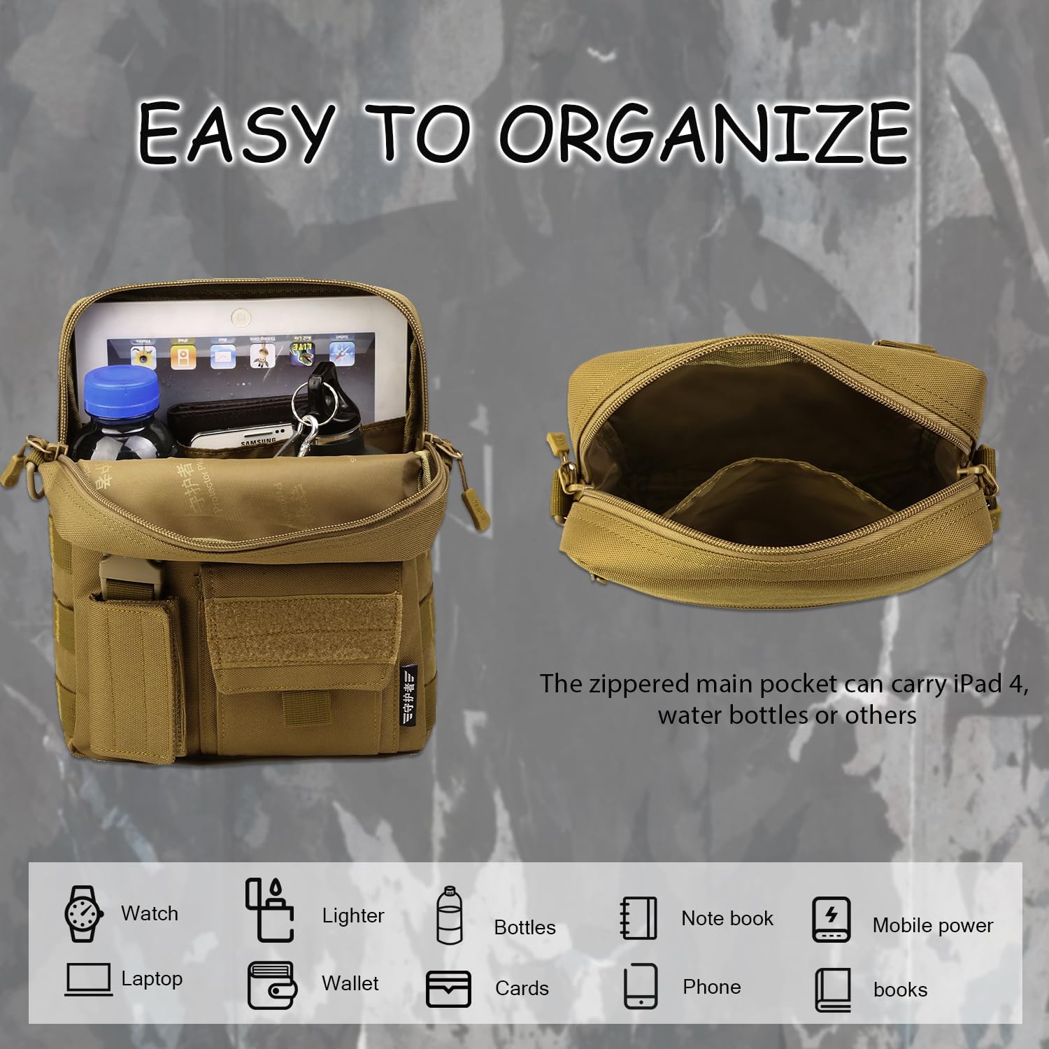 Protector Plus Tactical Messenger Bag Men Military MOLLE Crossbody Pack (Patch Included) | Tactical, Military, MOLLE, Patch Included