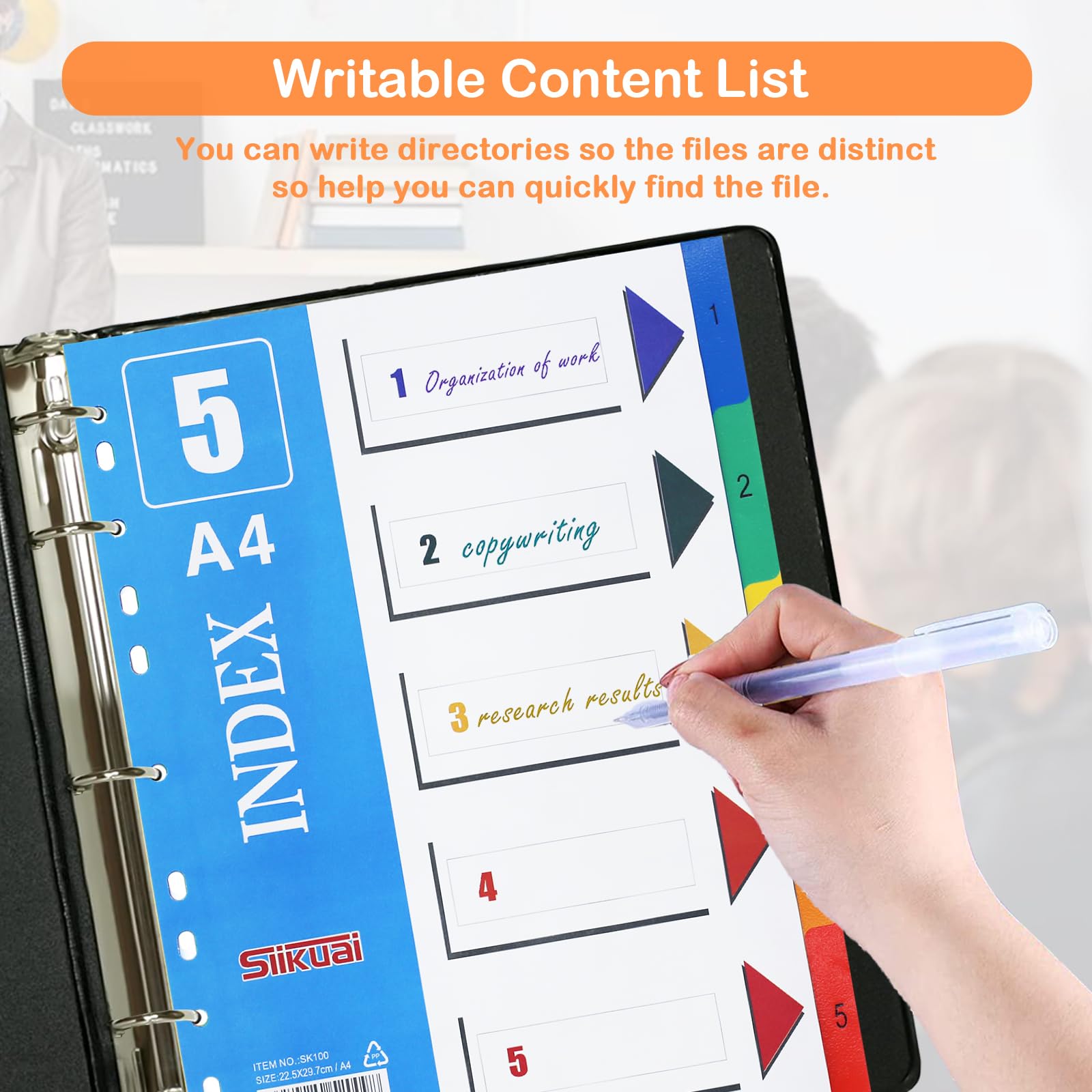 XHDA 1-5 Part Dividers A4, 10 Pack Multi-Colour Plastic A4 Index Folder Subject Dividers - Image 4
