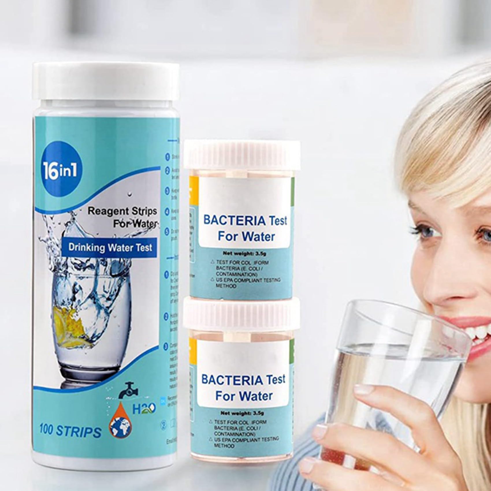 4X Kit Completo per il Test 'Acqua 17 In 1 per La Casa, 100 Strisce + 2 Kit per il Test 'Acqua per il Test Facile 'Acqua Potabile, PH,