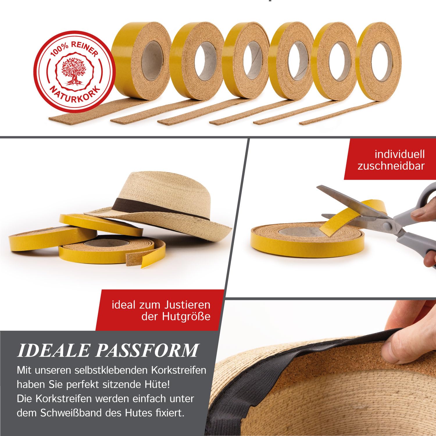 The Felt Store Nastro di sughero autoadesivo 5 m x 10 mm x 3 mm Made in Germany