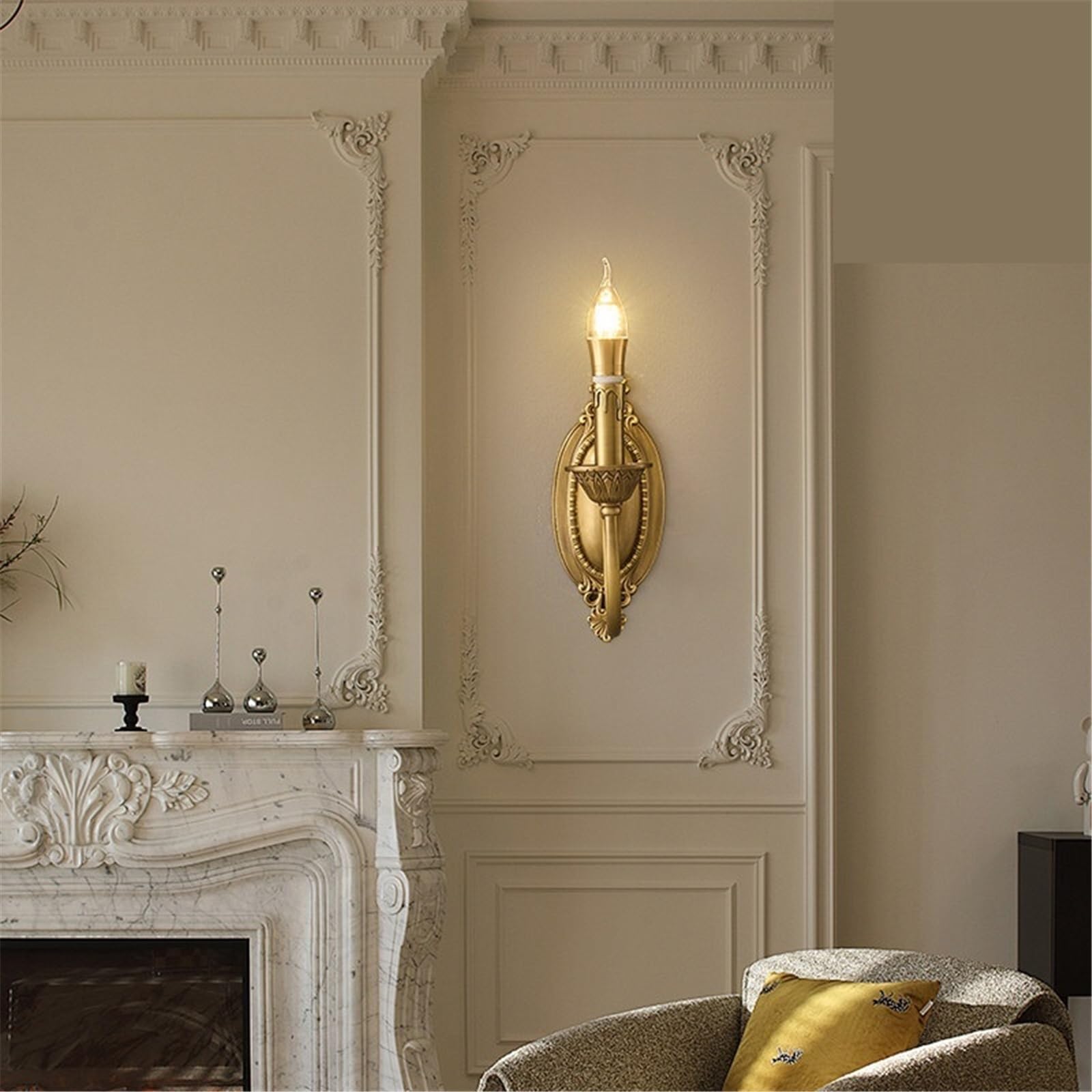Moderne Retro-Wandlampe aus Kupfer in Kerzenform, dekorative Lampe Dekoration(Klein)