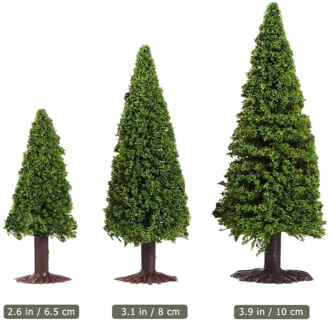 ANCLLO 15pcs Model Trees Miniature Landscape Scenery Cedar Trees for DIY Green Scenery Landscape - Image 2