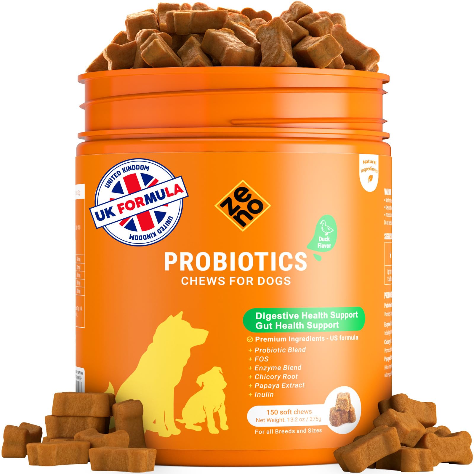 ZENO Probiotics for Dogs Chews 150Pcs, Digestive, Gut Health & Diarrhea Support, Chews For Dogs, UK Formula with Probiotics