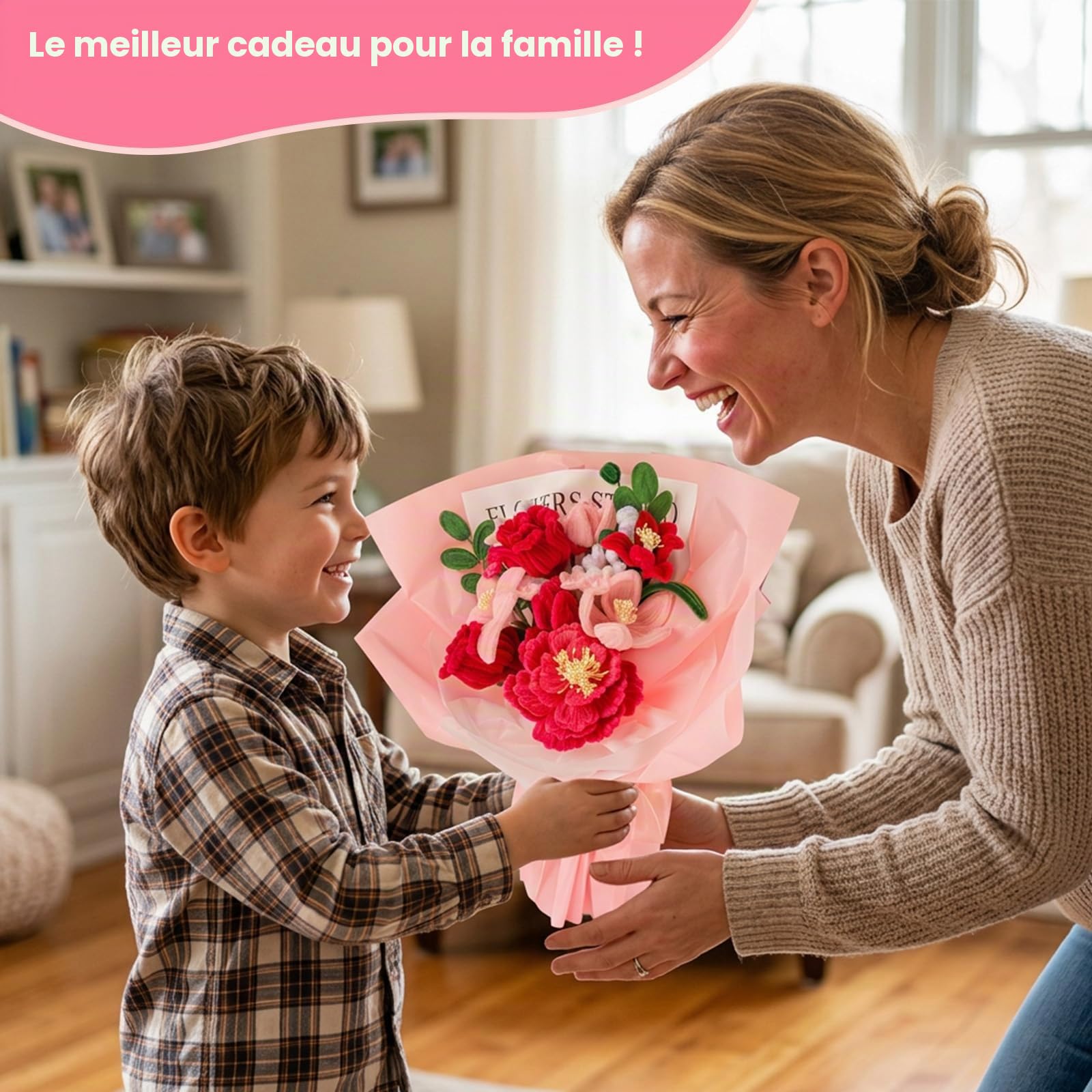 500 Pcs Fil Chenille, Fil Chenille Fleur Kit Complet Fleurs 8 Couleurs, Cure Pipe en Coffret avec Accessoires, Pipe Cleaners Flower kit pour Loisirs Creatifs 30cm Long