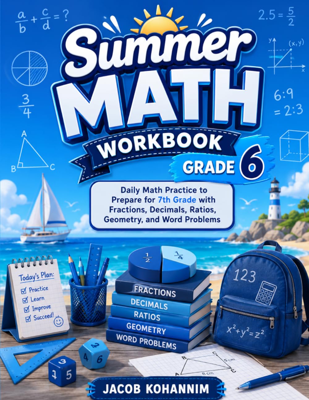 Summer Math Workbook Grade 6: Daily Math Practice to Prepare for 7th Grade with Fractions, Decimals, Ratios, Geometry, and Word Problems