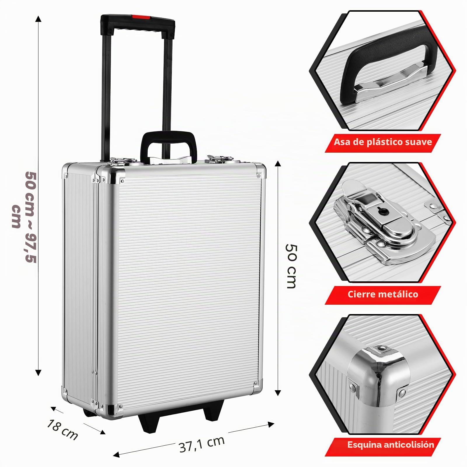 TLGREEN Maletín de Herramientas, Juego de Herramientas 799 piezas con Caja de Carrito de Aluminio, Kit de Herramientas de Reparación, Juego Completo de Caja de Herramientas para el Hogar, Automoción