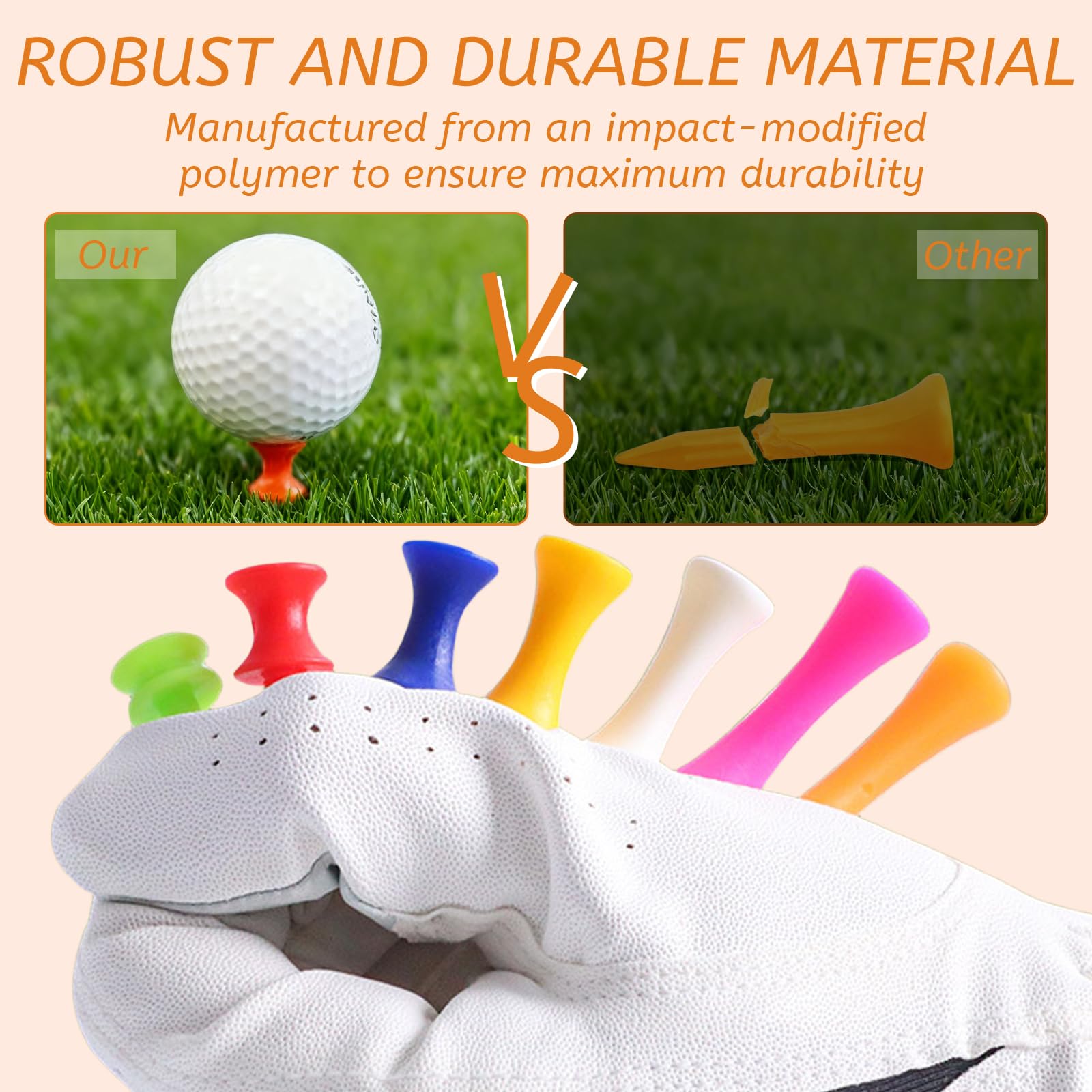 105 Pièces Tees de Golf Plastique, Tee Golf Résistant en PP, 7 Couleurs et Hauteurs, Tee de Golf Entraînement - 4