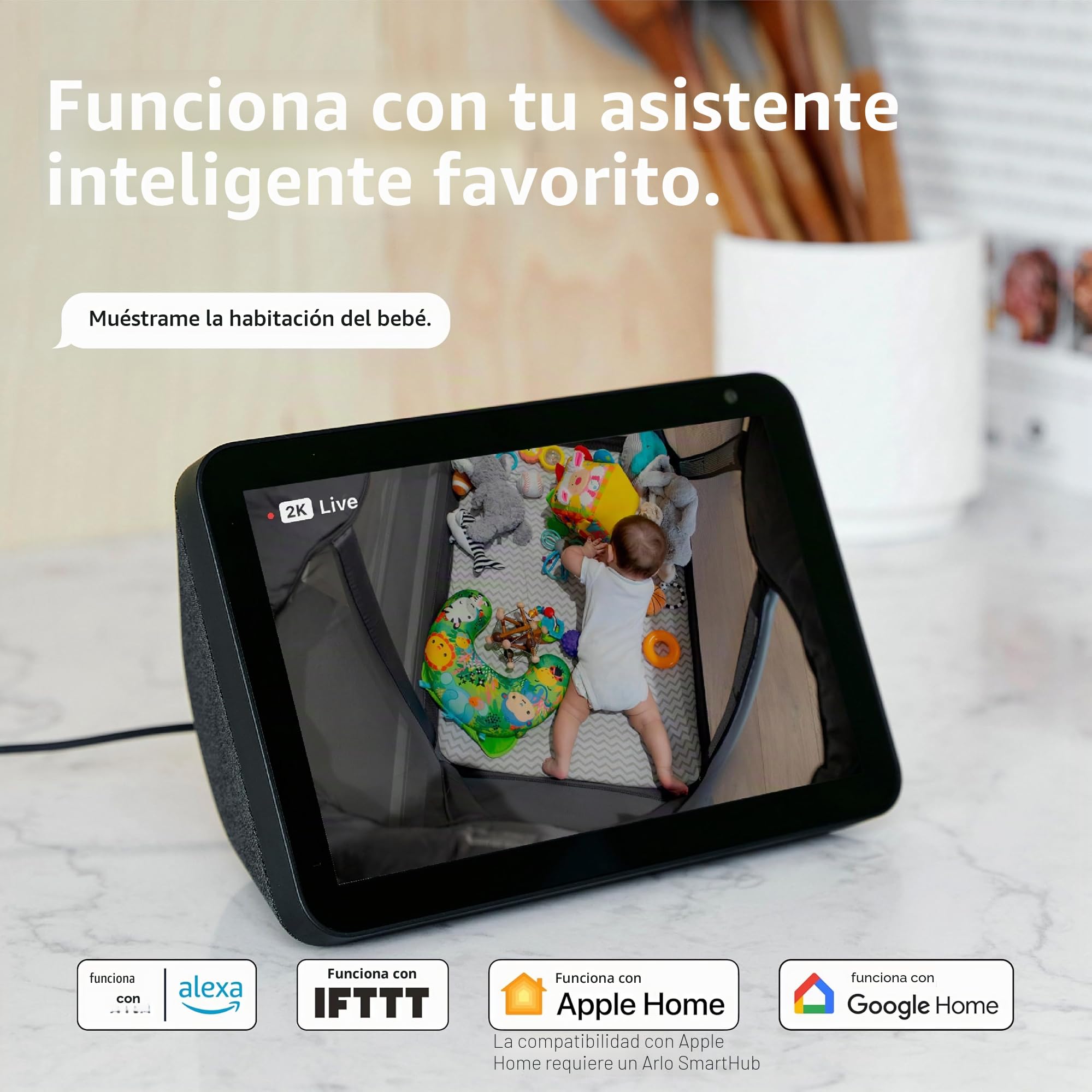 Arlo Essential - Cámara de Seguridad 2K para Interiores (2ª generación) - 1 Paquete - Seguridad para el hogar, Monitor de bebé, cámara para Mascotas, Sistema de cámara 2K, Blanco - VMC3060