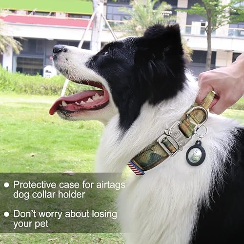 Miniatura 2 de Collar táctico y militar para perros grandes collar de nailon camuflado y ajustable con asa collar resistente con bandera de Estados Unidos y parche