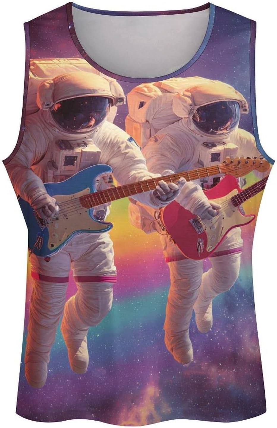 Astronauts Playing Guitar Men Tank Top Workout Shirt Muscle T Shirt 5XL
