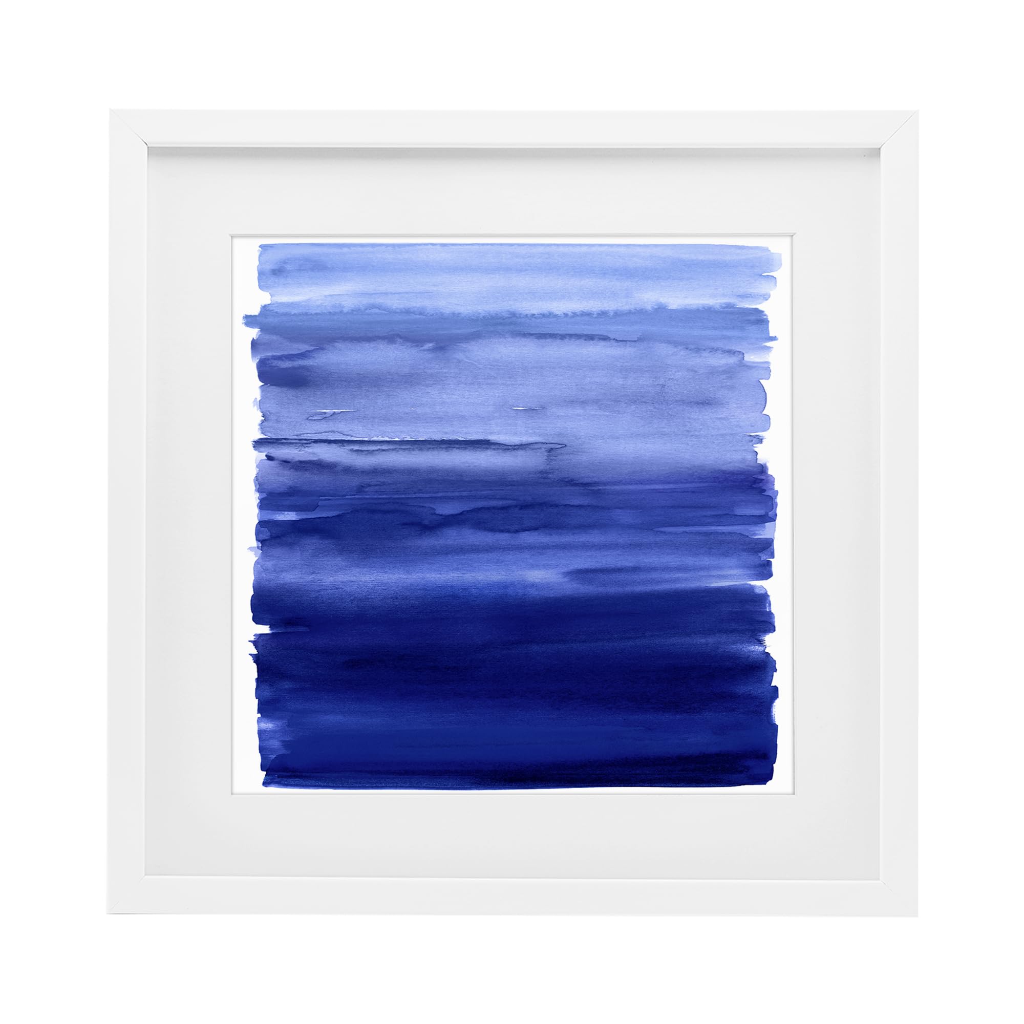 Stupell Industries 'Indigo Ombre Gradient', Framed Print Under Glass, White, 16 x 16 Inches, Easy to Hang and Sturdy, Made in USA, by Allie Corbin