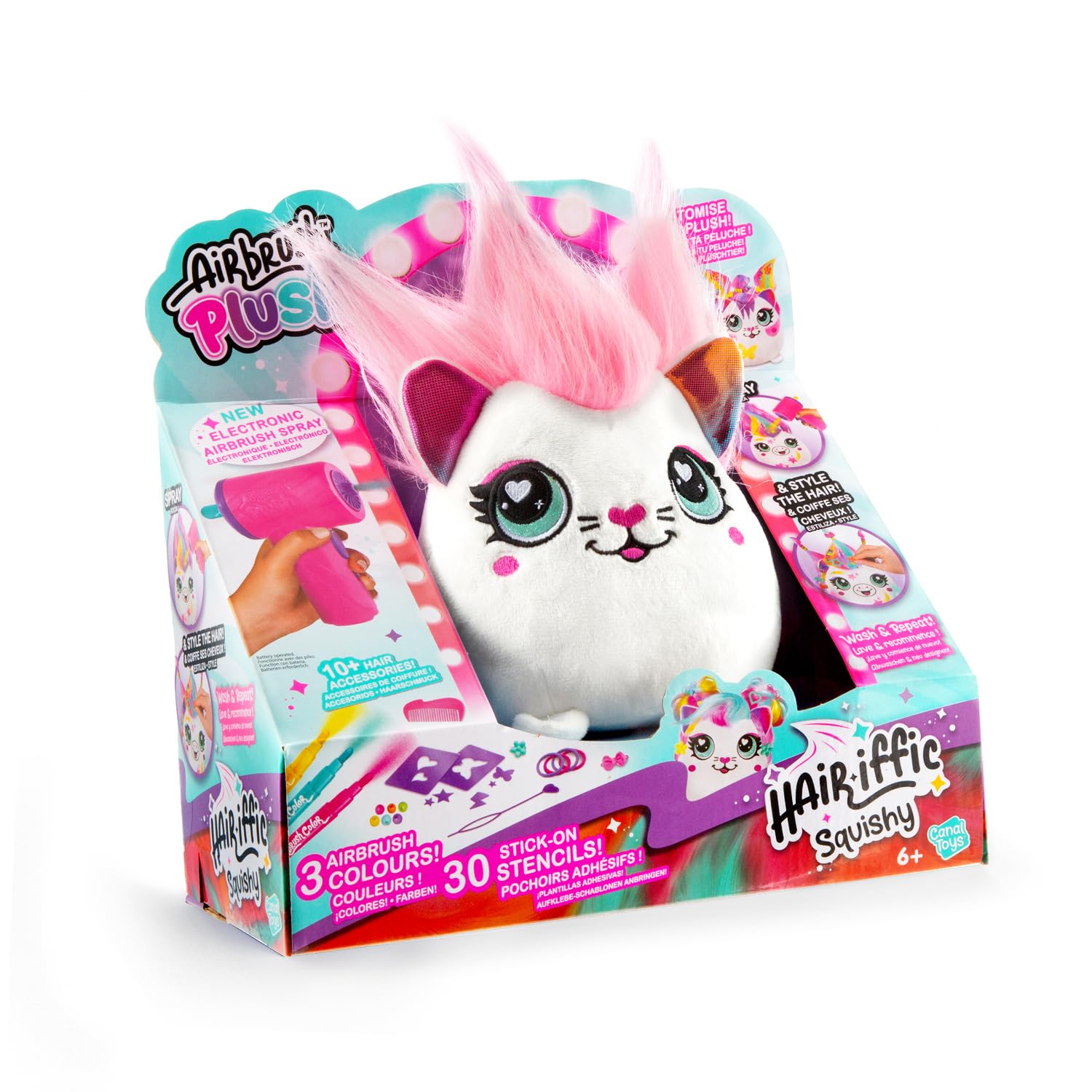 Airbrush Plush Hair’iffic Squish Pals - Customisable Plush Toy with Long Hair, White, 25 cm (L) x 12 cm (W) x 24.5 cm (H) - Image 2