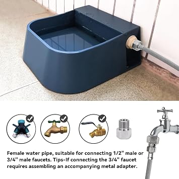 Enjoying Automatic Dog Water Dispenser with 59 Metal Water Pipe, Auto Fill Dog Water Bowl for 3/4 or 1/2 Male End Faucet, Large Automatic Waterer for Dogs Cats Chicken Pigs Livestock