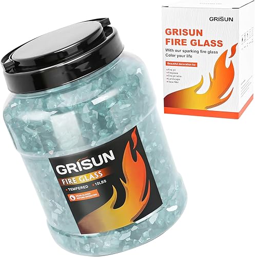 Miniatura 8 de GRISUN Vidrio de fuego dorado para hoguera, rocas de vidrio templado reflectante de 14 de pulgada de alto brillo para chimenea natural o propano,