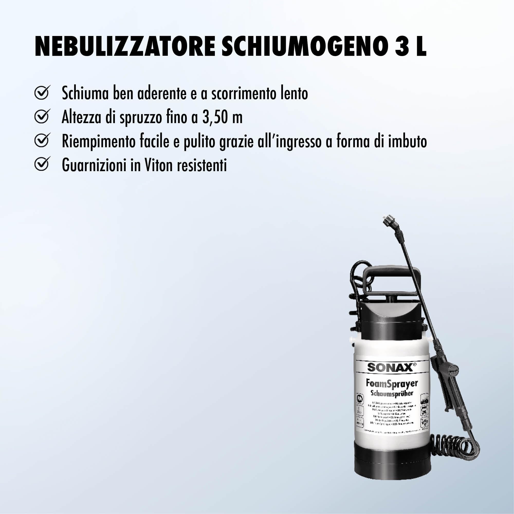 SONAX Spruzzatore a Pressione (1 Pezzo) (3 Litri) per spruzzare Schiuma detergente | Art. N. 04964410