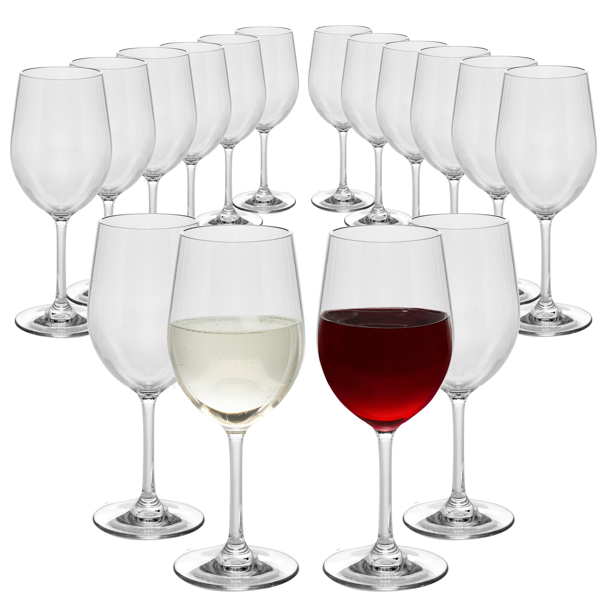 Copas de vino irrompibles de 12 onzas (juego de 16), 100% tritan, inastillables, reutilizables, aptas para lavavajillas, vasos para interiores y exteriores, gran regalo de inauguración de la casa,