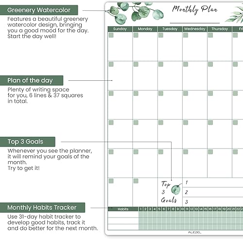 Miniatura 9 de Calendario magnético para nevera, pizarra blanca, juego de calendario de refrigerador de borrado en seco (3 tableros), calendario semanal magnético