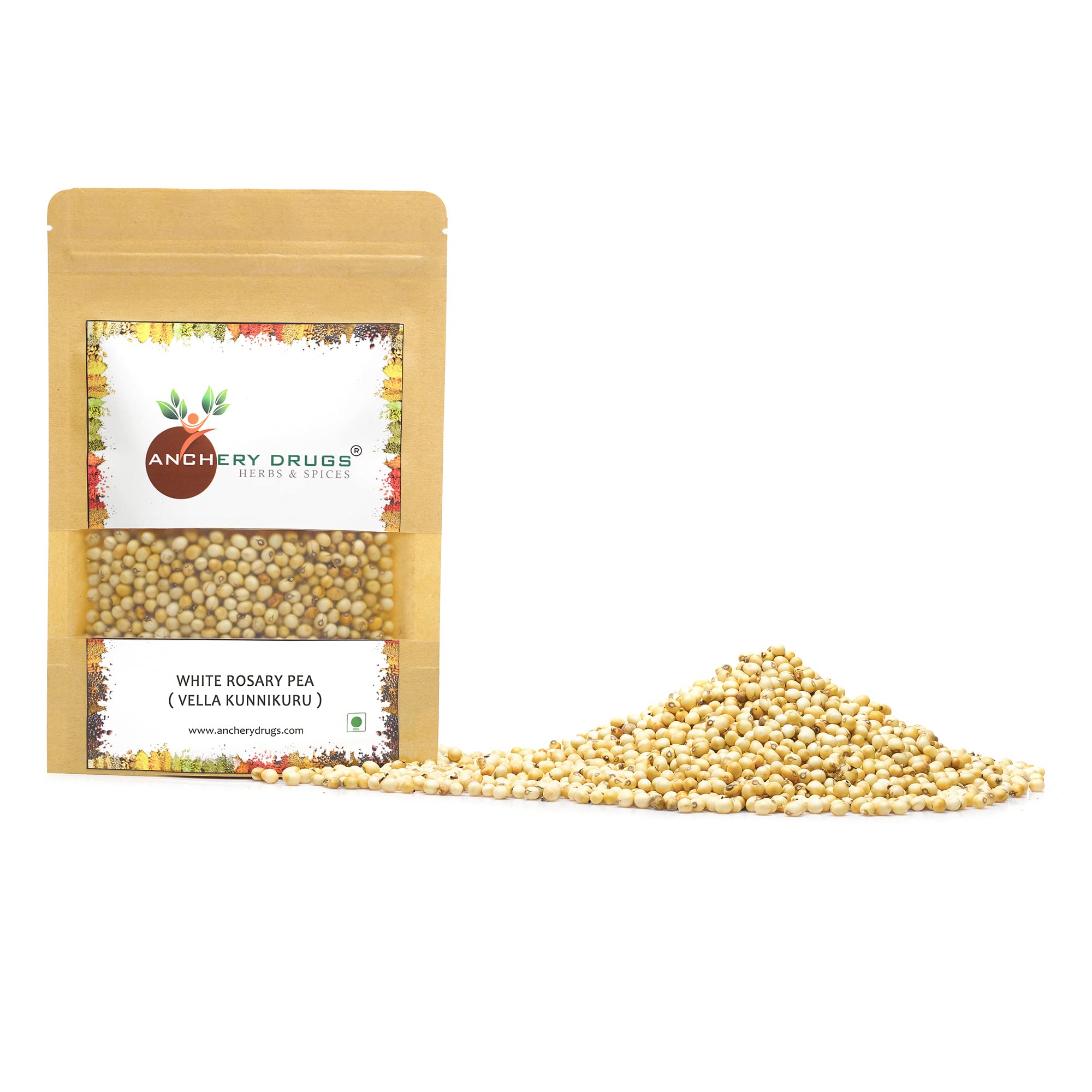 ANCHERY DRUGS Kunnikuru, Safed Gunja Ratti, Abrus Precatorius, Rosary Pea White (100 gms)